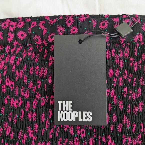 The Kooples Anthropology Mini Skirt Small Pink/Black Ditsy Floral Pull-on NWT - Picture 9 of 16